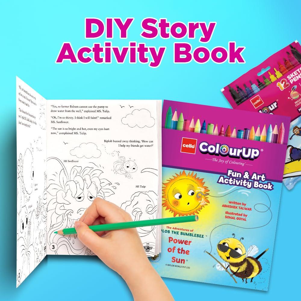 Cello Plastic Colourup Celebration Kit Art & Craft Colouring Set for Kids with Crayons Sketch Pens Activity Book Gift