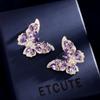 New Earrings Heavy Industry Advanced Color Zircon Earrings Women's Atmosphere S925 Silver Needle Stereoscopic Butterfly Earrings