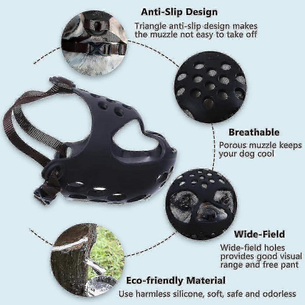 Dog Muzzle For Short Snout Dogs, Soft Silicone Breathable Bulldog Muzzle For Biting, Chewing, Licking, Ideal For Flat-faced Dogs less