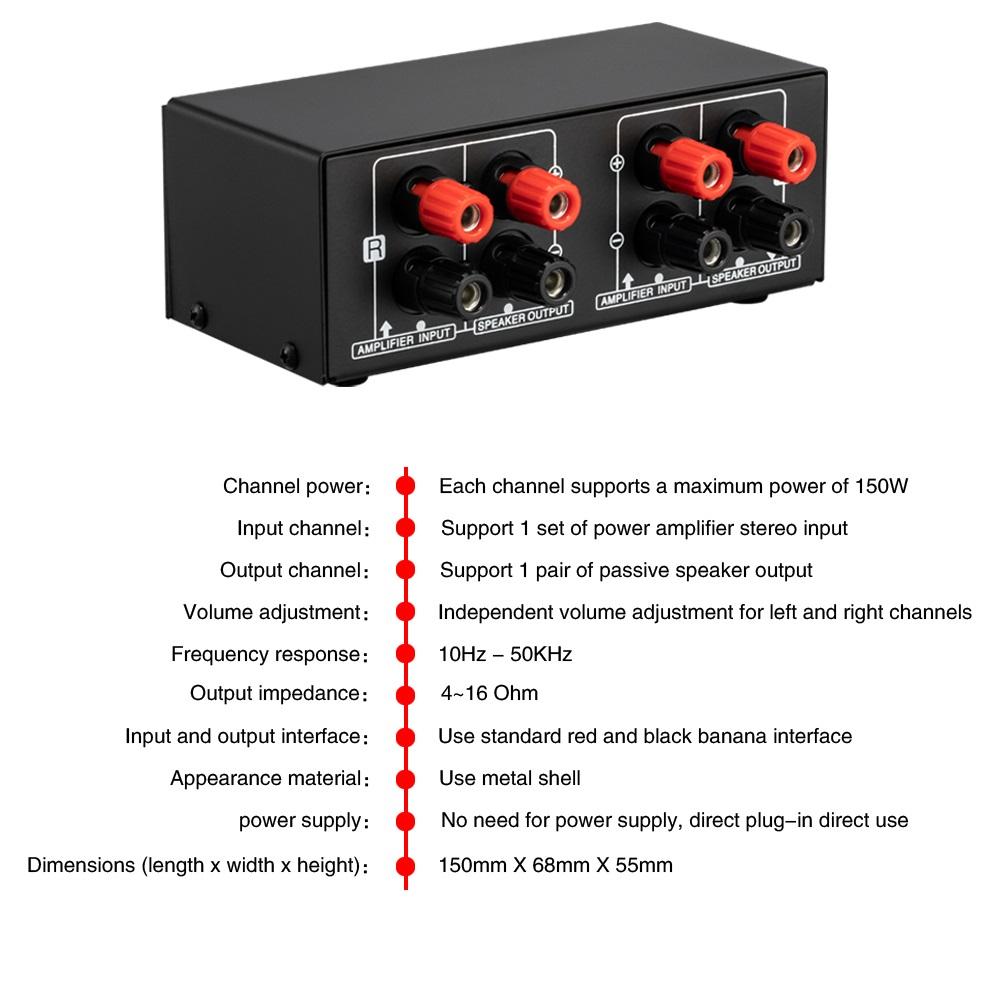 150W 14AWG Desktop Passive Speaker Volume Control Box Amplifier Speaker Volume Adjustment with