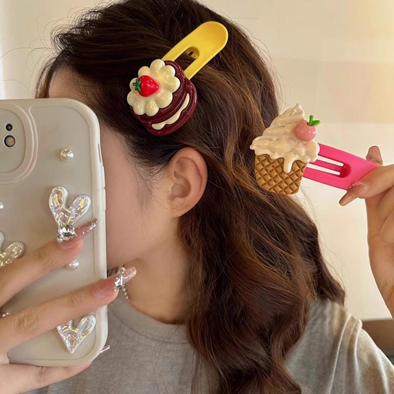 New Sweet Cartoon Ice Cream Hair Clips Fashion Large Hairpins Hairgrip Barrettes For Women Girls Hair Accessories Headdress Gift