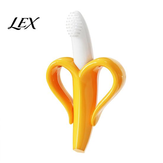 Gum Massaging Teethers Banana Silicone Teether, Baby Toothbrush Chew Toy with Raised Particles, Food-Grade Infant Oral Care Tools BPA-Free for