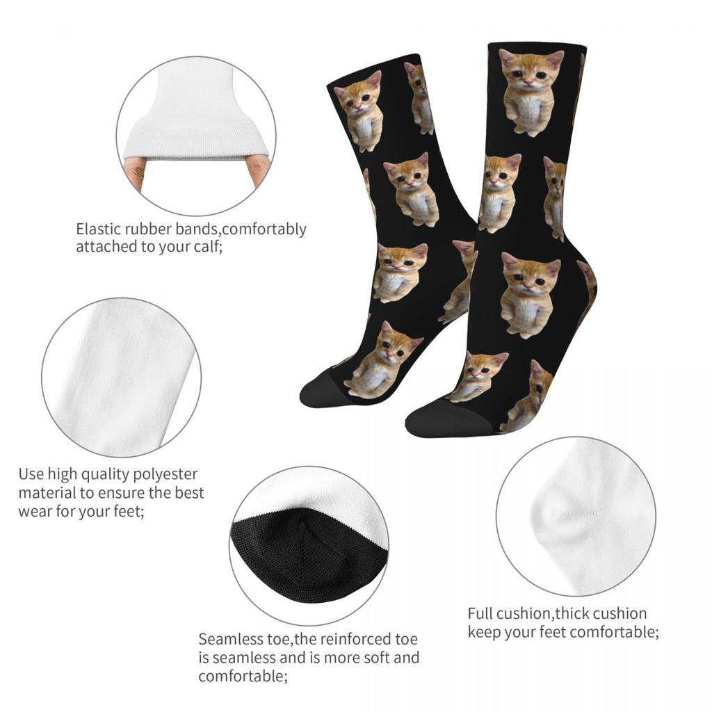 Colorful El Gato Meme Sad Crying Cat Soccer Socks Polyester Long Socks for Unisex