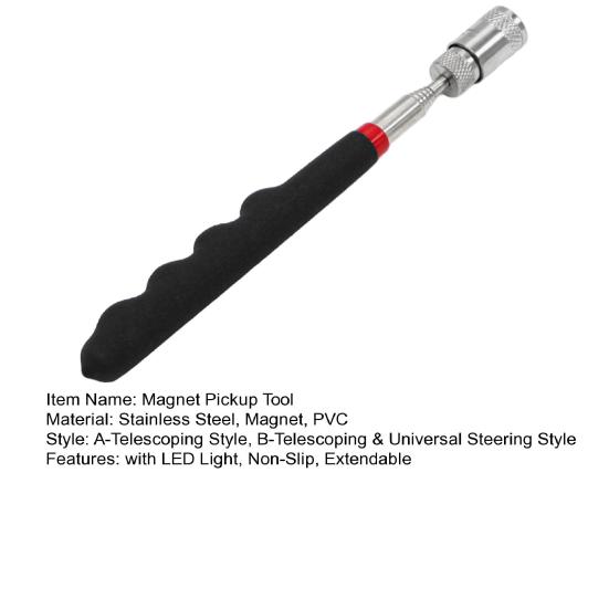 Телескопический магнитный захват с LED-подсветкой Нескользящий из нержавеющей стали Выдвижной магнитный захват с пластиковой ручкой для болтов Металл