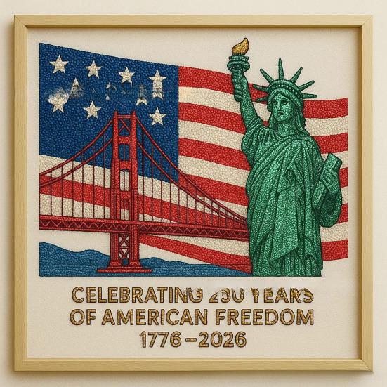 250th Anniversary Diamond Art Kit Celebrating 250 Years of American Freedom DIY Rhinestone Craft