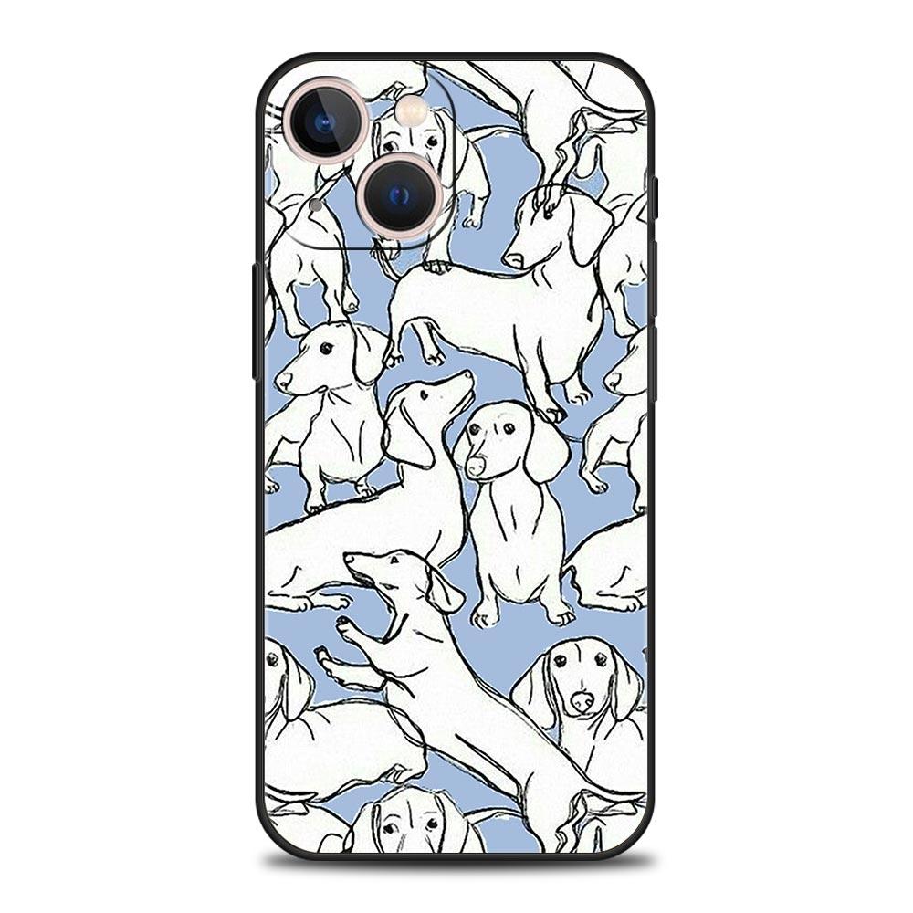 Такса Собака-сосиска Роскошный Чехол Для Телефона Для Apple iPhone 16 11 15 14 Pro MAX 12 13 7 8 Plus X XR XS SE Силиконовый Черный Чехол