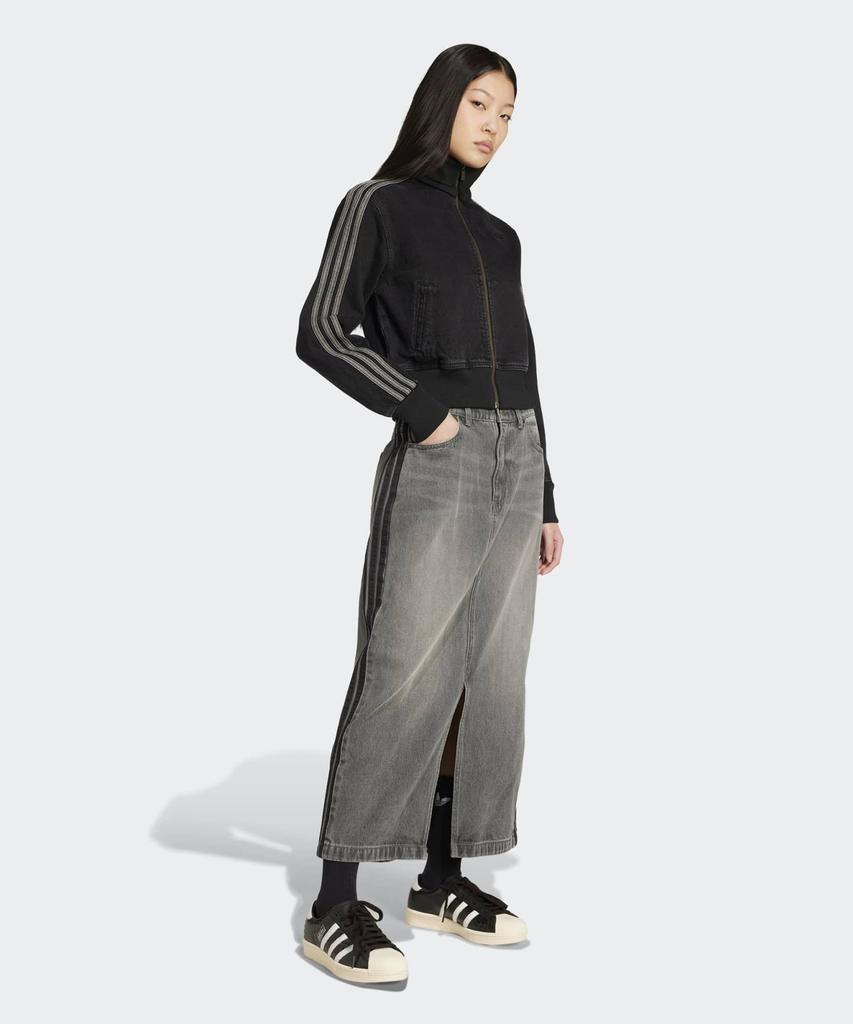 adidas Длинная джинсовая юбка с тремя полосками - Угольно-черный / Jw2659