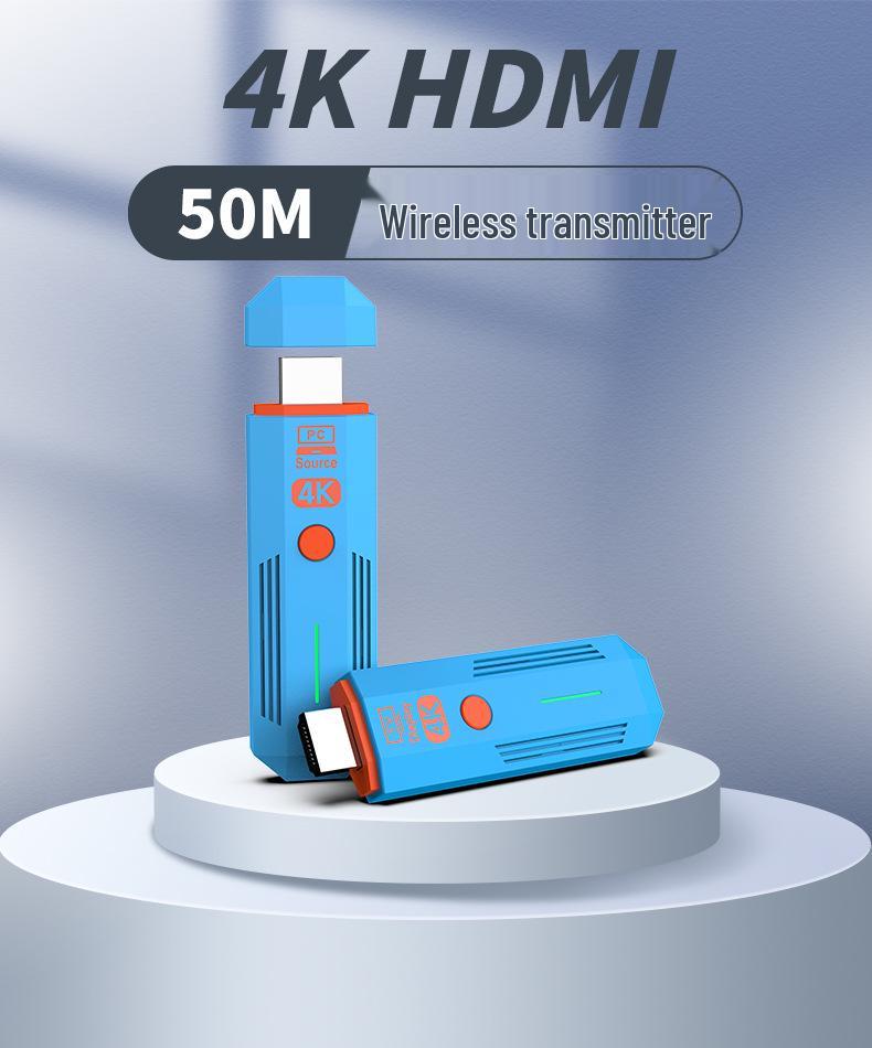 Беспроводной передатчик и приемник 4K HDMI, портативный удлинитель 50 м