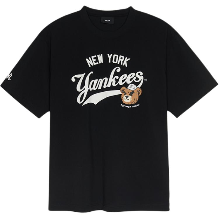 Новая коллекция MLB Frowning Bear Футболка New York Yankees SS25 Унисекс Черная 3ATSE0253-50BKS
