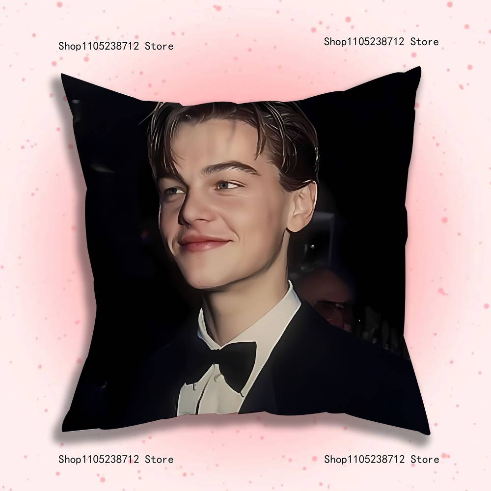 L-Leonardo Dicaprio Young Anime Pillow Case Anti-Dustmite Pillowcase Invisible Zipper Silky Short Plush Sofa Cushion Cover
