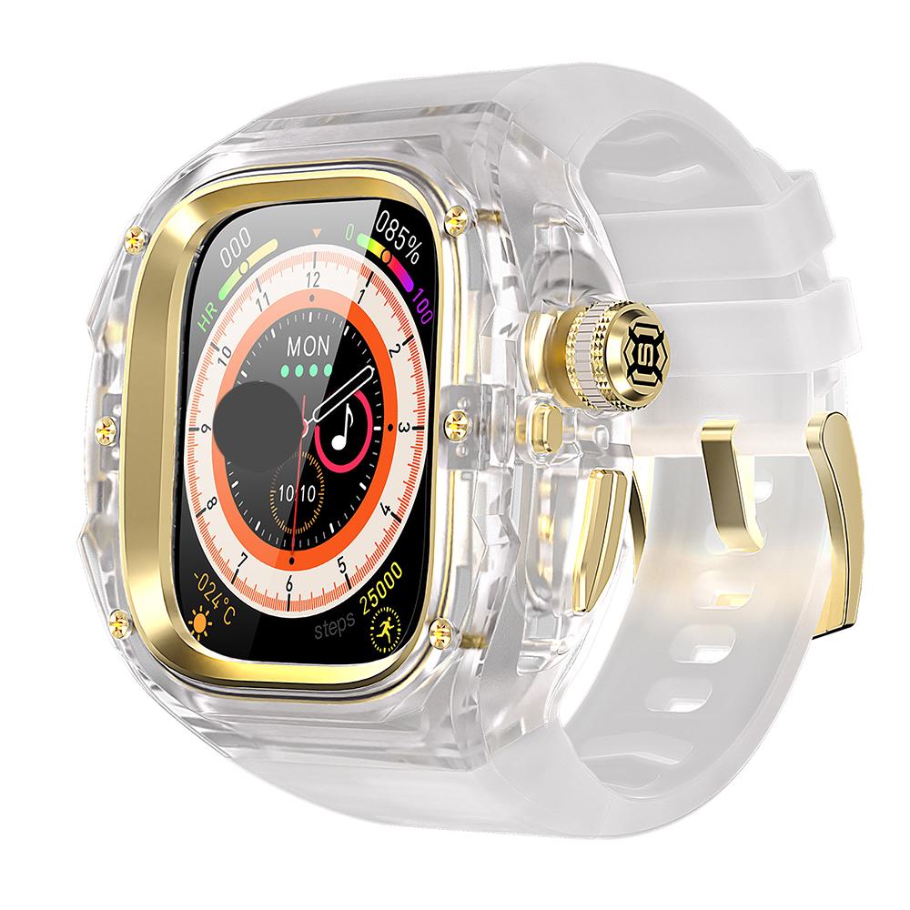 Комплект для модификации из резины для Apple Watch Ultra 3 49 мм Роскосный прозрачный корпус Ремешок для Iwatch Ultra2 1 49 мм Фторкаучуковый комплект для модификации