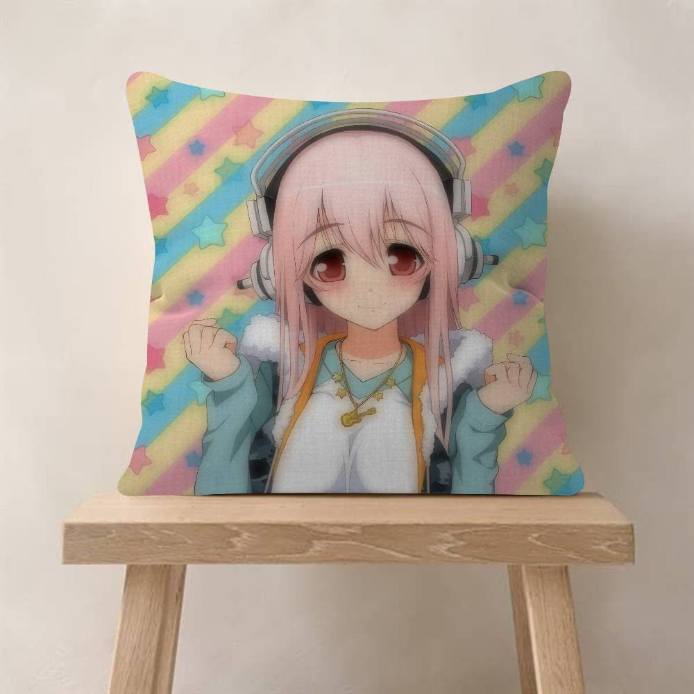 Красивая наволочка для подушки с изображением аниме Super Sonico 45x45 см, декоративная наволочка для подушки, наволочка для домашней подушки на диван