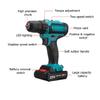 Brushless Cordless Electric Drill Screwdriver Set Double Speed 18+1Torque LED Lighting Rechargeable 1/2PCS Battery
