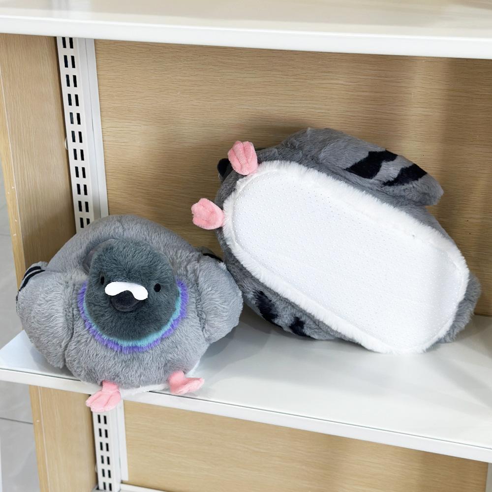 Новая стильная и милая плюшевая кукла в виде серого голубя, удобные тапочки на мягкой подошве