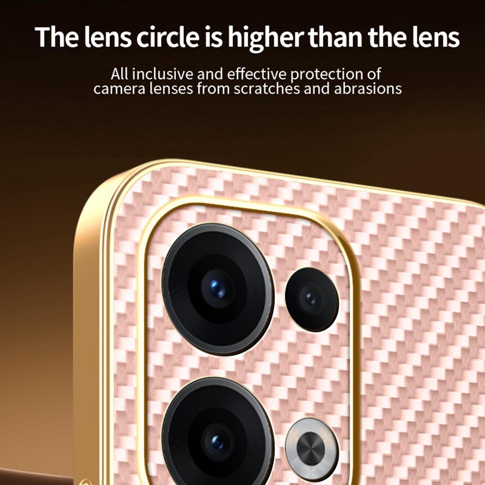 Для Oppo Reno13 5G (Глобальный) Чехол для телефона Текстурированный под углеволокно Гальванизированная задняя крышка из ТПУ