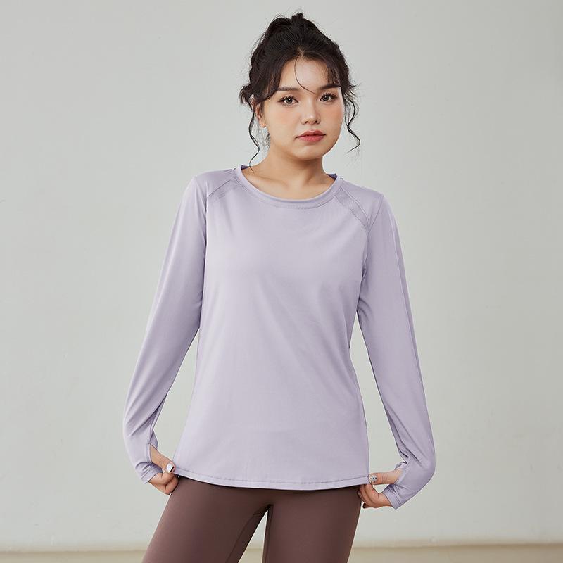 Женская футболка с длинными рукавами из дышащего материала для йоги и бега - фитнес-топ весна/осень