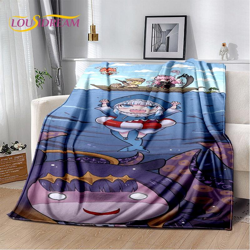 Gawr Gura Hololive милое аниме мягкое плюшевое одеяло, фланелевое одеяло для гостиной, спальни, кровати, дивана, чехол для пикника, детский чехол