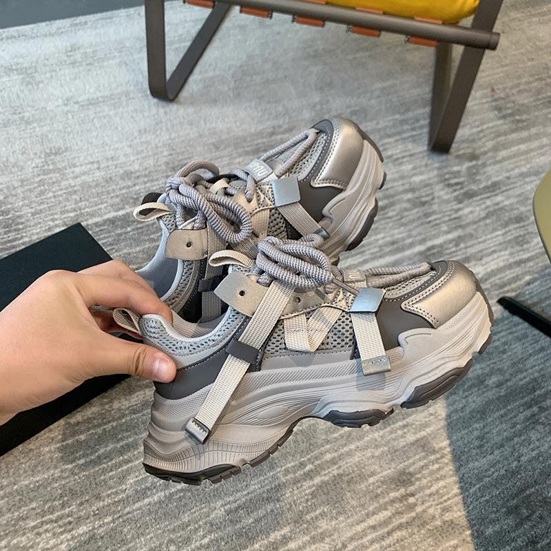 Женские туфли для папы, ранняя весна, новые универсальные повседневные туфли с толстой подошвой, кроссовки из натуральной кожи для женщин