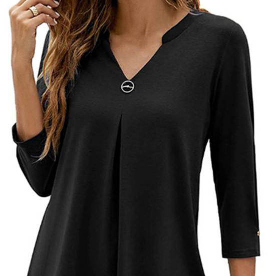 Осенняя блузка три четверти, легкая однотонная рукава, дышащая цветная тонкая женская туника, блузка женская