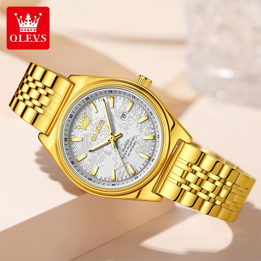 OLEVS Женские кварцевые часы Роскошные Золотые Повседневные Ремешок из нержавеющей стали Водонепроницаемые Светящиеся Элегантные Женские Деловые часы