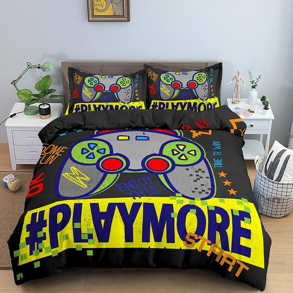 Комплект пододеяльника из полиэстера для геймпада, красочная кнопка, кинг, игра, геймерский постельный комплект, детский, подростковый, мужской, видеоигра, для ребенка, декор игровой комнаты