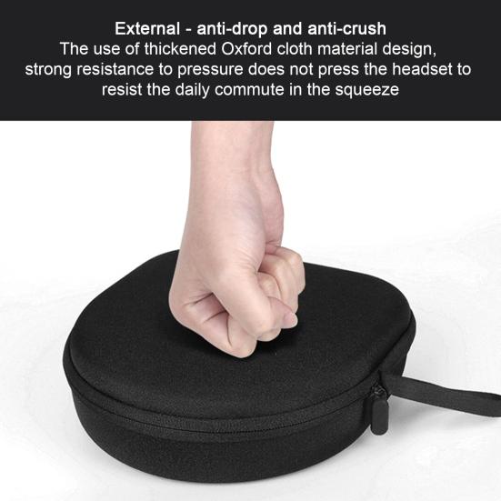 Headset Case Mesh Pocket with EAV Shockproof Handle Strap Portable Earphone Storage