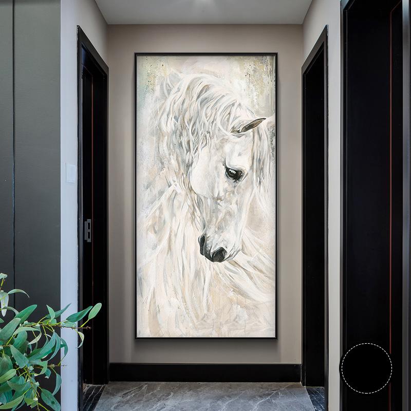 Abstarct White Horse Canvas Painting Wall Art Retro Animal Horses Posters and Prints for Porch Living Room Wall Decor Cuadros