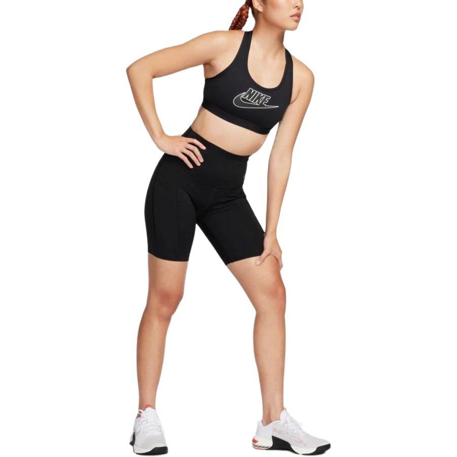 (WMNS) Nike Swoosh Medium-Support Sports Bra 'Black White' Women's FB4081-010