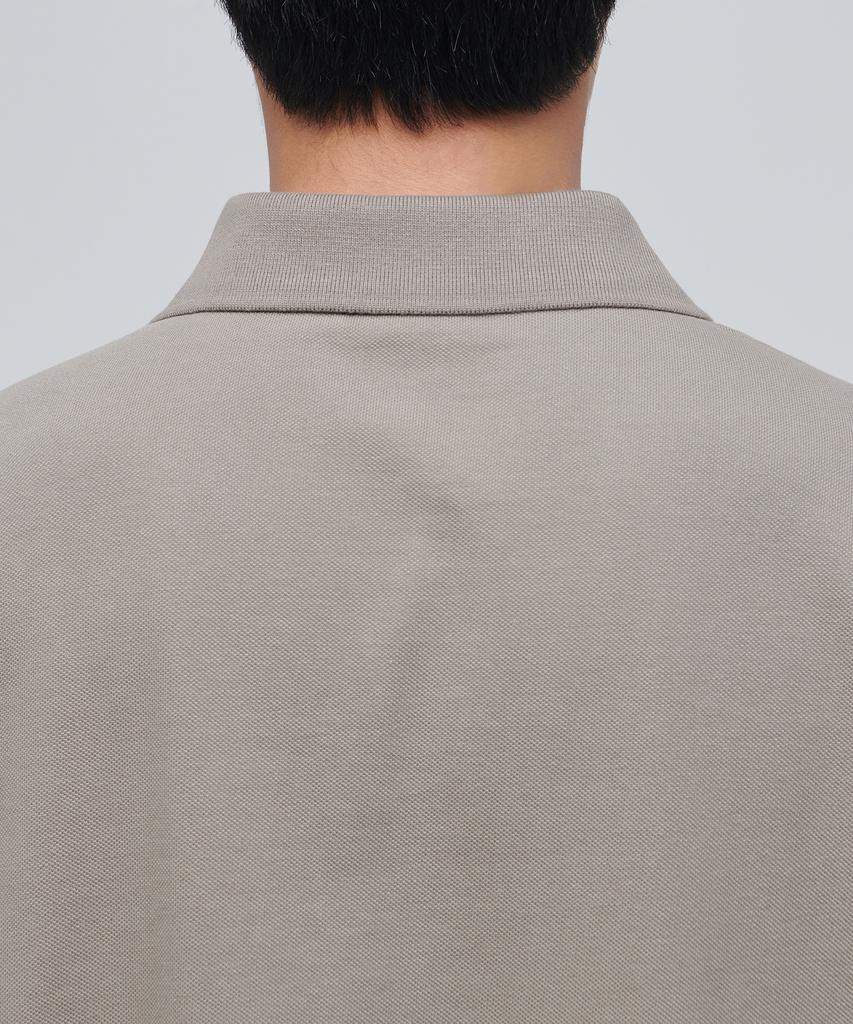 MUSINSA STANDARD Slit Neck Pique Polo Shirt [Dusty Beige]