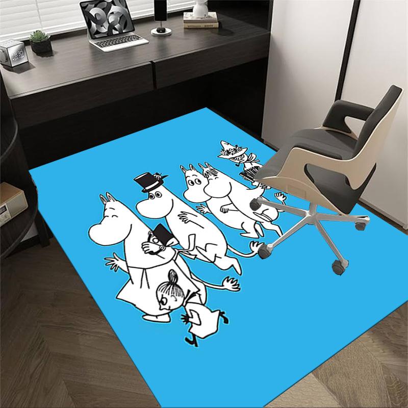 1PC Moomin accordion Non-Slip Floor Carpet Compatible for Office&Living Room&Dining room - Flat-Weave Machine- Soft & Pattern-E274