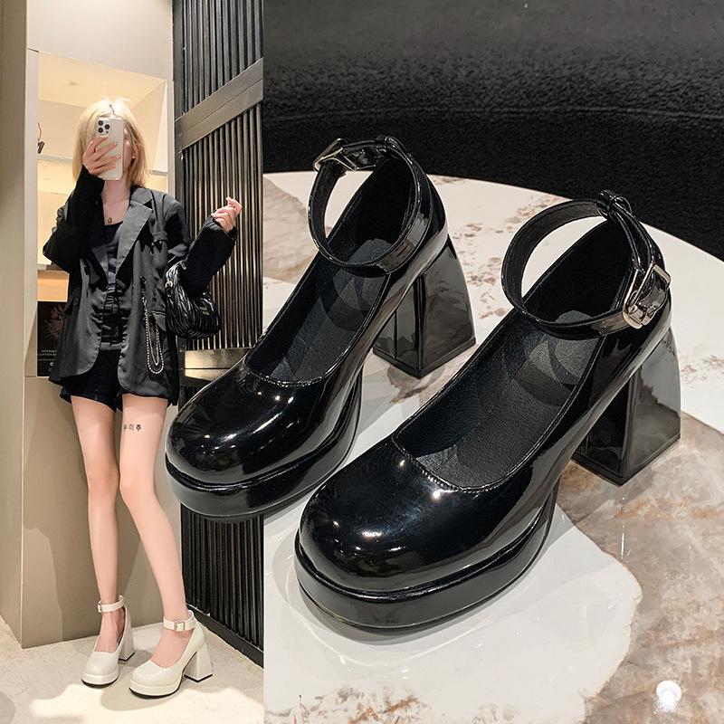 Французские маленькие белые туфли-лодочки на толстом каблуке, женские весенние туфли под юбку, модные