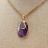 Women Necklace Natural Stone Rose Quartz/Amethyst/Fluorite Pendant Necklace For Birthday Gift Chains 60 CM