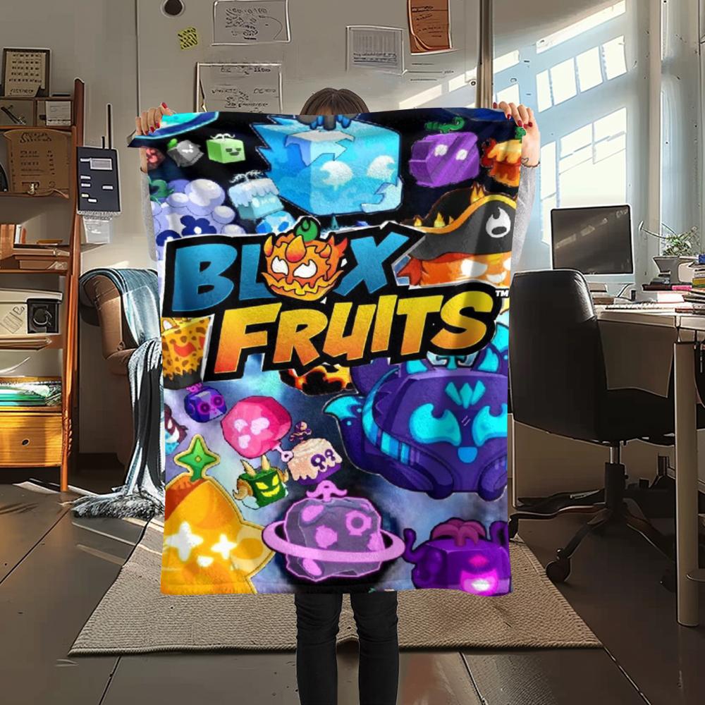 1 шт. Фланелевое одеяло с принтом игры Blox Fruits, Высококачественное, Удобное для всех сезонов, Декор для дома, Тепло и уют, Идеально для рождественских подарков 10