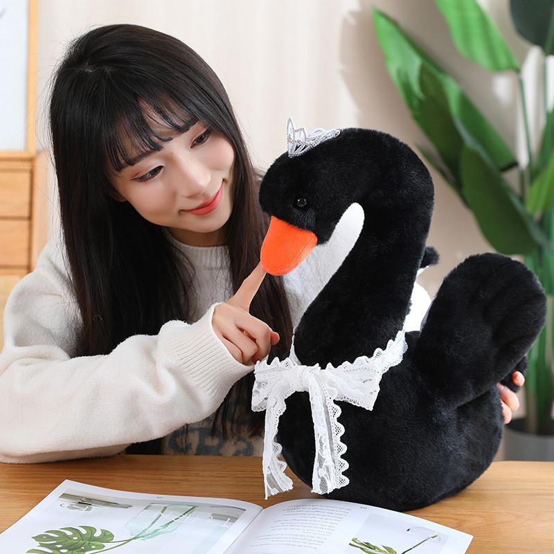 Adorable White And Black Plush Swan Stuffed Animal Doll For Home Decoration And Gift Giving