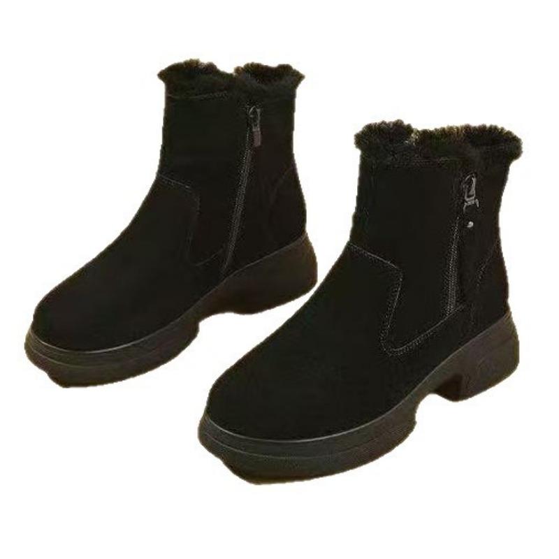 Высокие зимние ботинки из замши женские новые зимние теплые короткие ботинки с толстым хлопком повседневные бархатные уличные хлопковые ботинки женская обувь