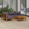 VidaXL Garden Lounge Set 5 Pcs with Cushion Solid Acacia Wood