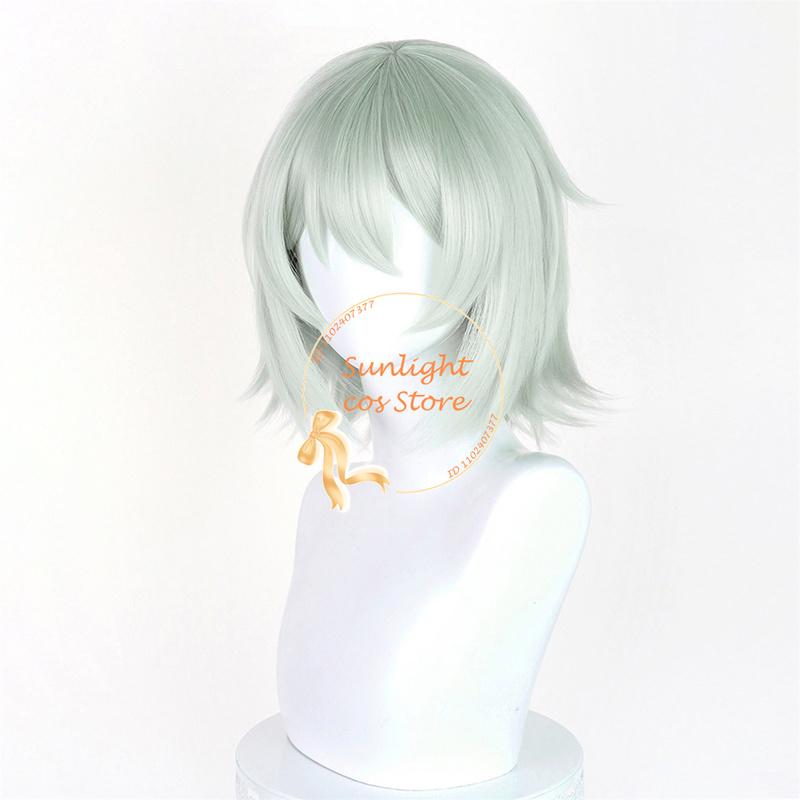 Chainsmoker Cat Yani Neko Satou Yuko Cosplay Wig 38cm Light Green Anime Cosplay Wigs Heat Resistant Synthetic Hair Halloween