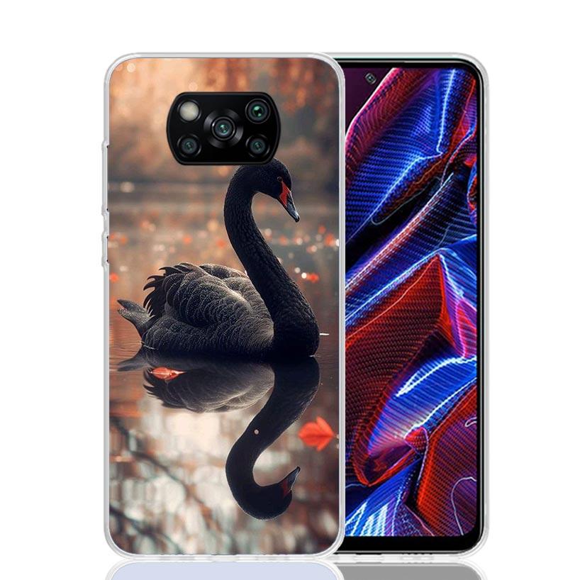 Black Swan Noble Phone Case For Xiaomi Poco X7 X6 X5 Pro F7 Ultra Redmi 15C 15 13 13C 12 12C 10 10A 10C 9 9A 9C 9T Cover Poco X7
