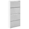 Shoe Cabinet with Mirror 4 Flip Down Compartments High Gloss White 63 x 17 x 134 cm