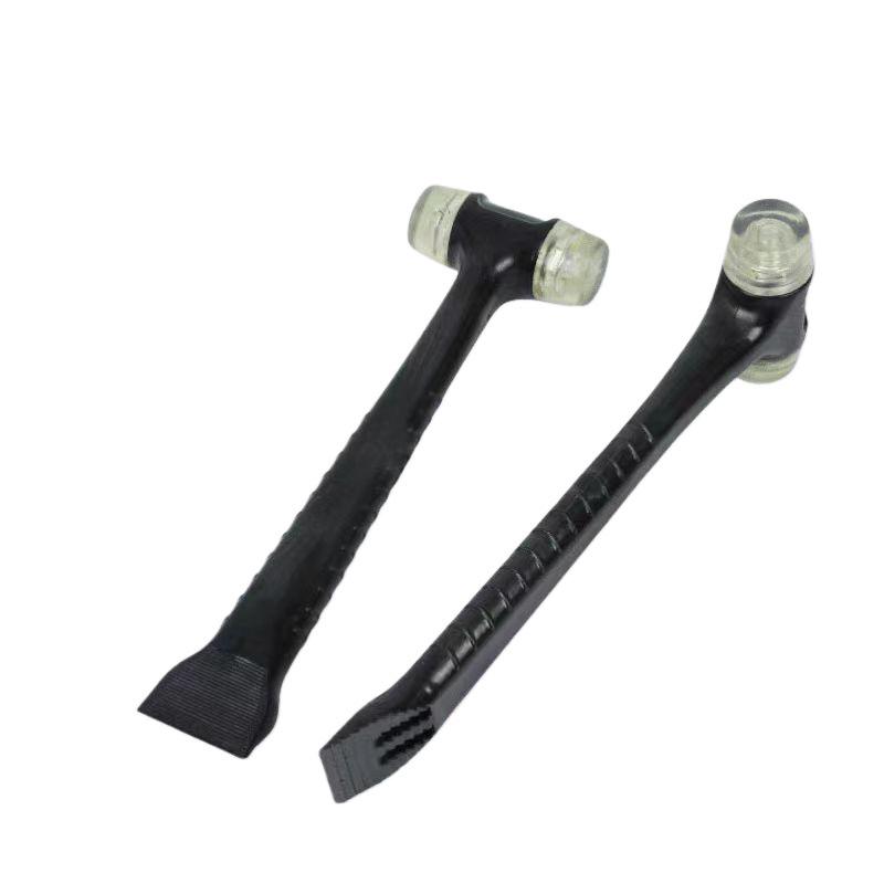 Steel Core Leather Hammer: Multifunctional Tool for Tile, Door, and Window Installation with Rubber Strip and Plastic Shovel.
