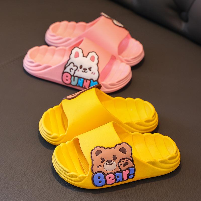 Мальчик мультфильм милый медведь дышащий открытый носок простые пляжные туфли 2024 лето новые девочки кролик милый домашний тапочки детская мода ПВХ