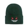 Beanie Anime Cartoon Big Mouth Red Eyes Embroidery Knitted Hat Pullover Thermal Hat Autumn and Winter Wool Hat Female