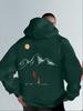 Men's Hooded Sweatshirt with Mountain Map Pattern on The Back. Warm Winter Hooded Pullover Suitable for Hiking Camping Daily Use