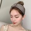 Non Slip Flower Lattice Wide Side Knot Headband Korean Head Wrap Women Hair Hoop Grid Hairbands