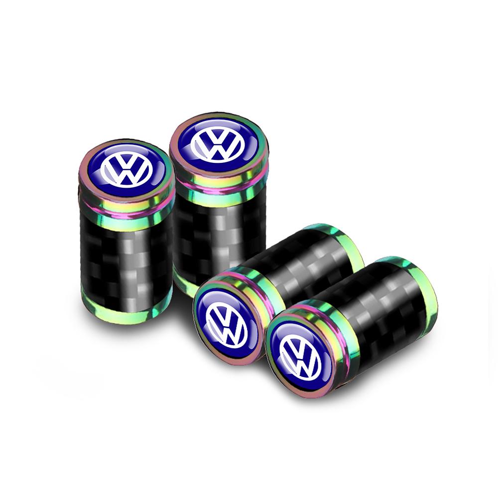 VW 4Pc Metal Car Wheel Tire Carbon Fiber Car Wheel Tires Valve Caps For Volkswagen VW Polo Passat Rline Golf Tiguan Jetta GTI Taigo EP1
