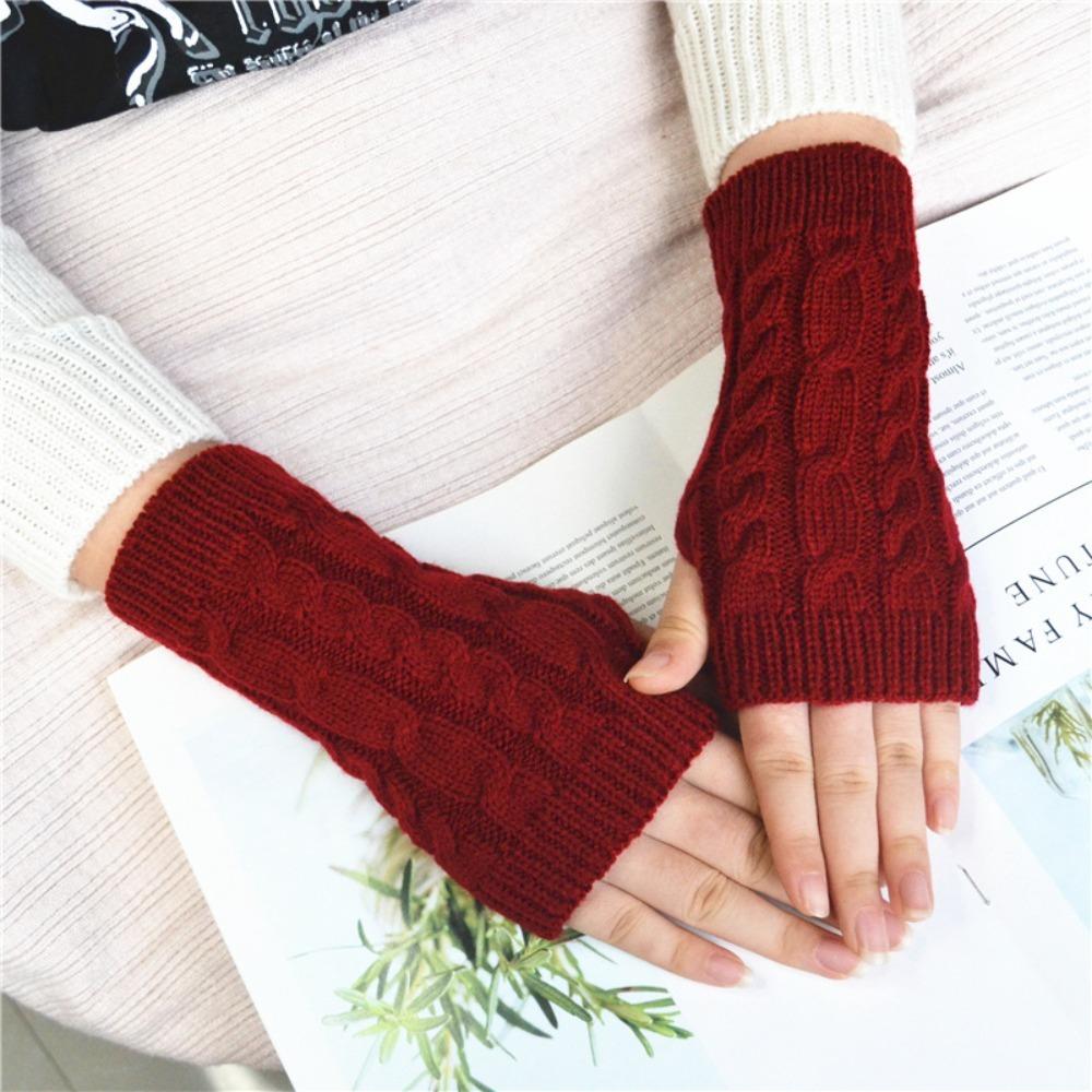 Solid Color Knitting Gloves Thicken Fingerless Glove Comfortable Women Gloves Women