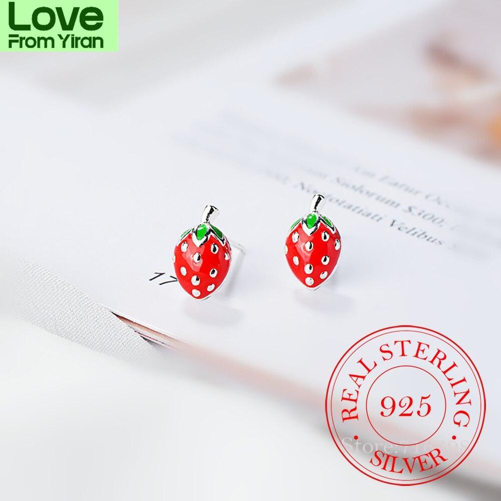 925 Sterling Silver Piercing Strawberry Cut Stud Earrings For Women Girls Wedding Party Gift Pendientes