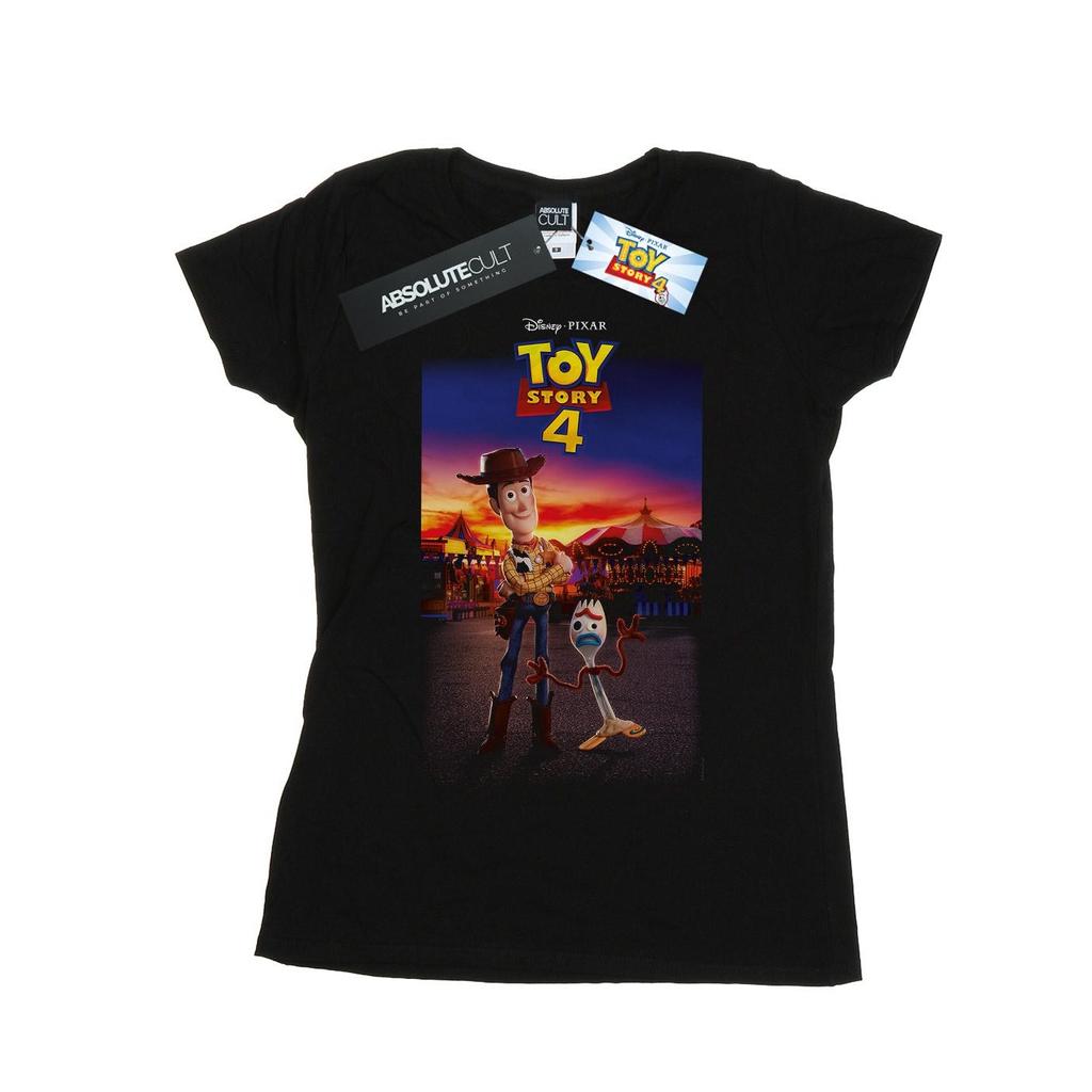 Disney Womens/Ladies Toy Story 4 Woody And Forky Poster Cotton T-Shirt