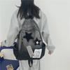 Gradient Denim Star Backpack: Versatile Vintage Schoolbag for Junior High Students