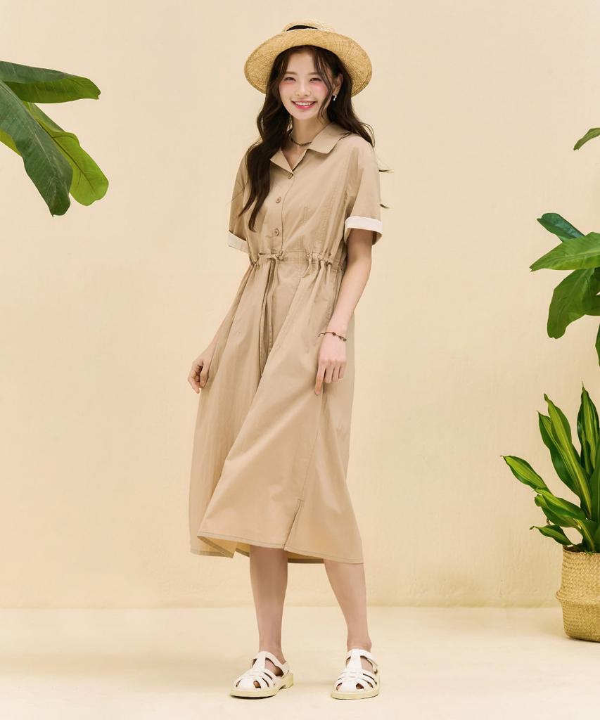 Chase Cult Women'S Open Collar Dress - Beige